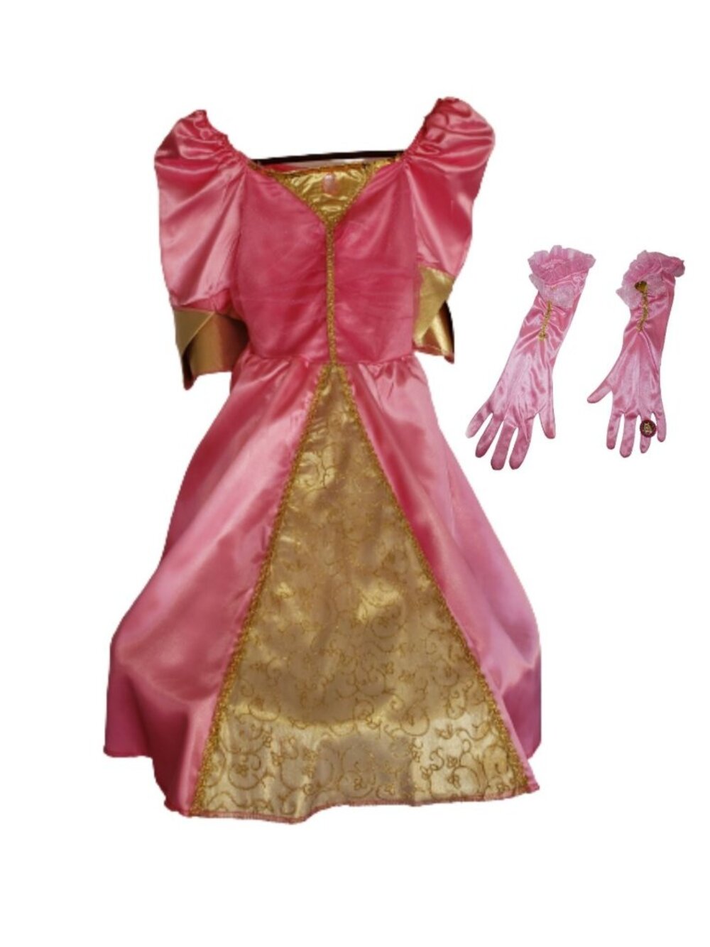 Disney Aurora Sleeping Beauty Costume S Pink Gold Satin Gloves Halloween Cosplay